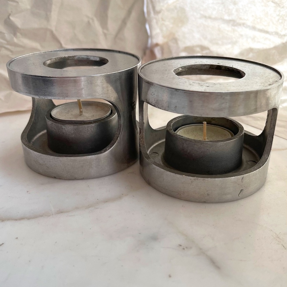 PEWTER Knobler Japan Votive Candle Holder/Warmer Mid-Century